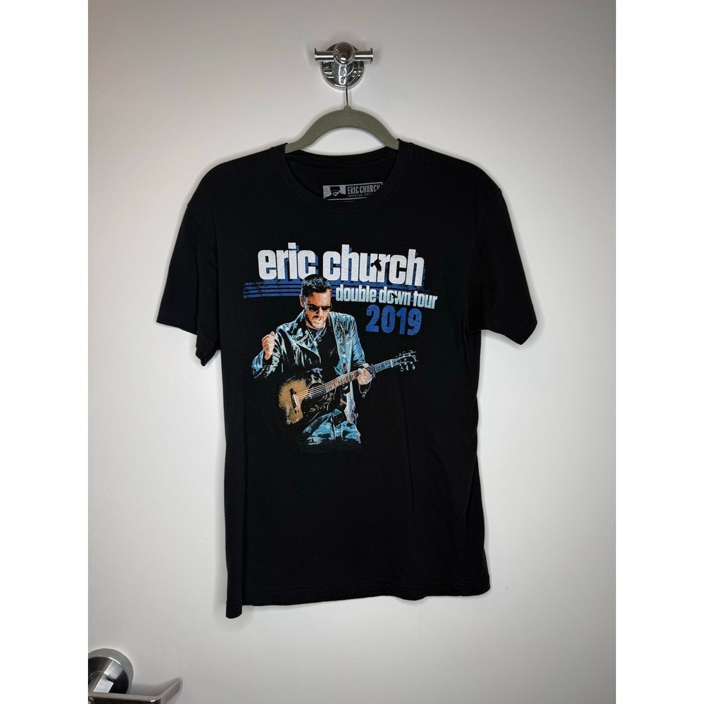 Eric Church "Double Down" 2019 Tour T Shirt Medium Black Blue Band Tee